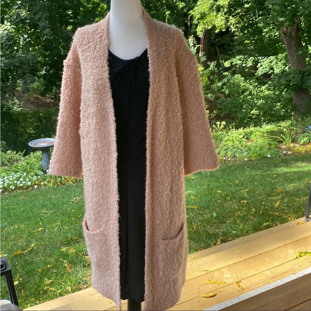 Mia Mai Apricot Long Open Sweater Made in Italy -MEDIUM